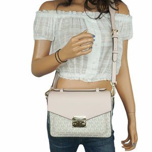 Michael Kors Rose Medium Top Handle Messenger Bag MK Vanilla Pink